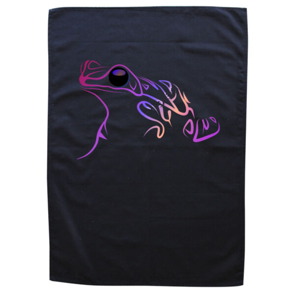 Stylised frog doodle - Black Tea Towel Thumbnail
